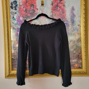 Lulus Ruffle Off Shoulder Shaker Sweater